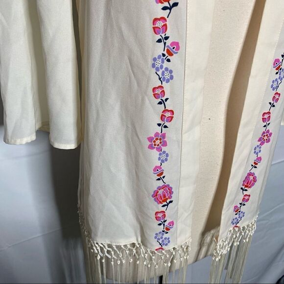 L’Amour by Nanette Lepore Open Front Floral Detail Fringe Cardigan - Picture 5 of 7